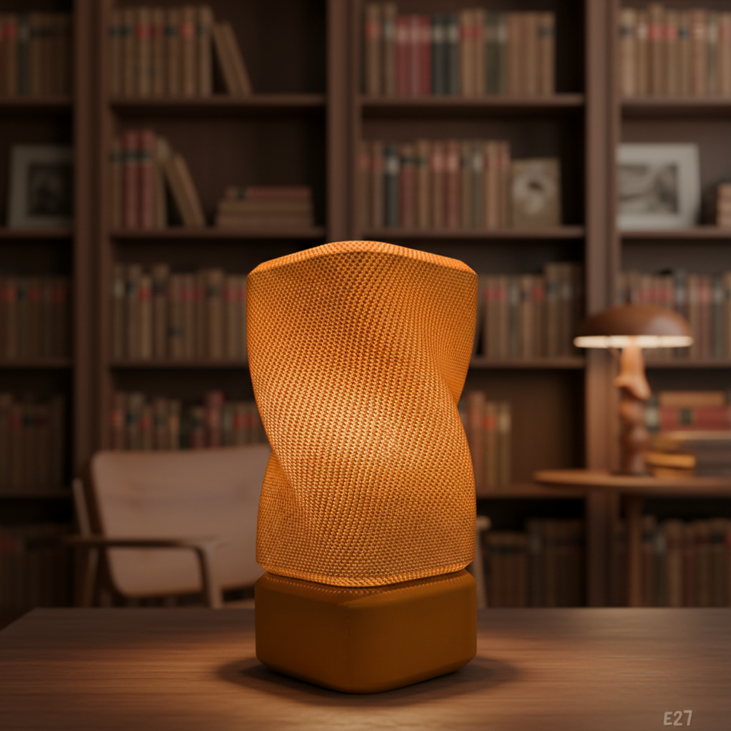 3D Printed Warm Glow Night Lamp with Textured Diffuser (Squre)