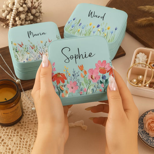 Personalized Jewellery Box with Name | Custom Floral Jewelry Organizer