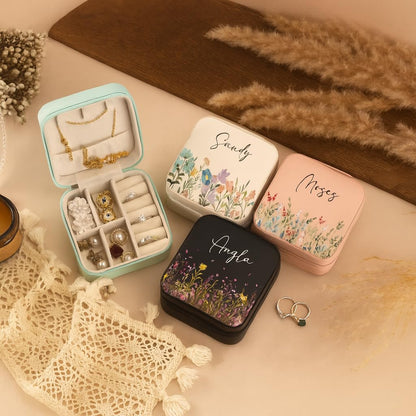 Personalized Jewellery Box with Name | Custom Floral Jewelry Organizer