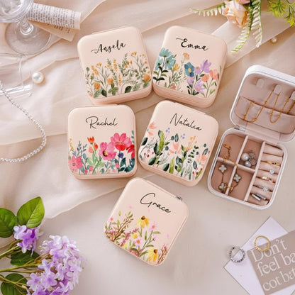 Personalized Jewellery Box with Name | Custom Floral Jewelry Organizer