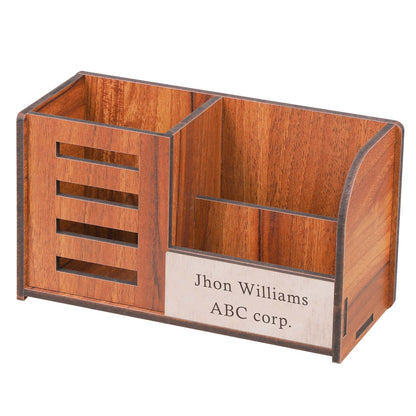 Personalized Wooden Pen Stand – Custom Name Desk Organizer for Office or Corporate Gifting