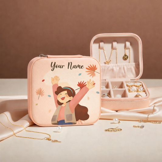 Joyful Drift | Peach – Personalized Jewellery Box with Name (Medium)