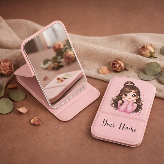 Sweet Sparkle Girl Personalized Compact Pocket Mirror - Pink