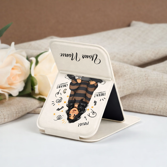 Mind Spark Girl Personalized Compact Pocket Mirror - White