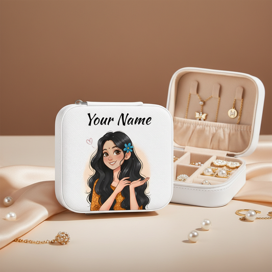 Pure Grace | White – Personalized Jewellery Box with Name (Medium)