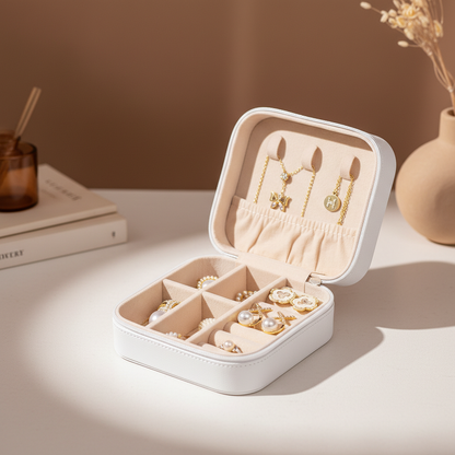 Personalized White Jewellery Box with Name – Sweet Blossom Heart & Butterfly Design | Travel Jewelry Organizer for Women & Girls