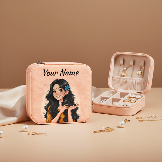 Pure Grace | Peach – Personalized Jewellery Box with Name (Medium)